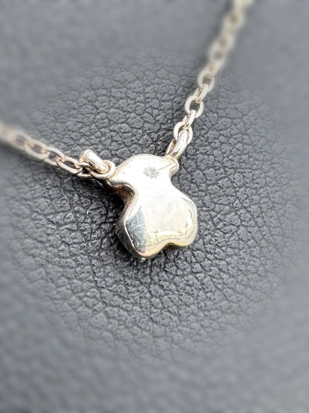 Jewelry TOUS Tiny Round Teddy Heart .925 Sterling Silver Pendant Rolo Chain Neck